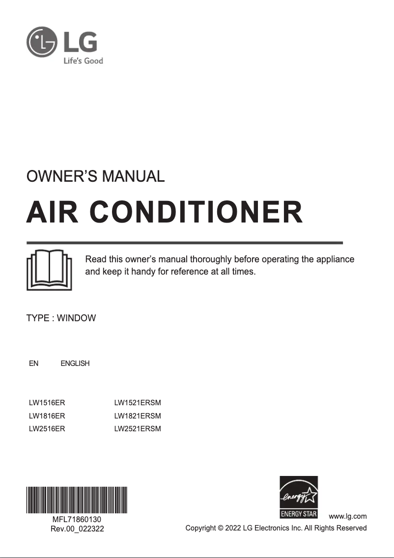 Page 1 de la notice Manuel utilisateur LG LW1816ER