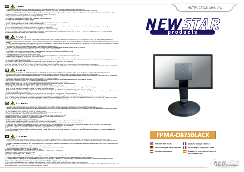 Página 1 del manual Manual de usuario Newstar FPMA-D875