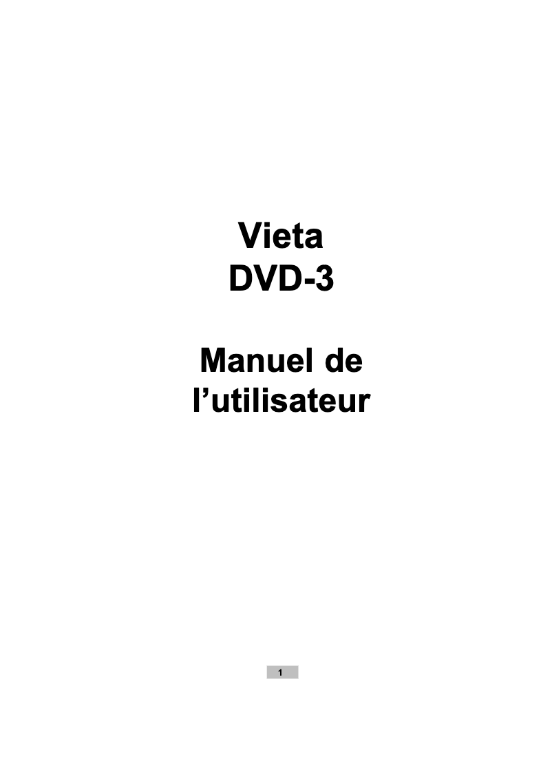 Page 1 de la notice Manuel utilisateur Vieta DVD3