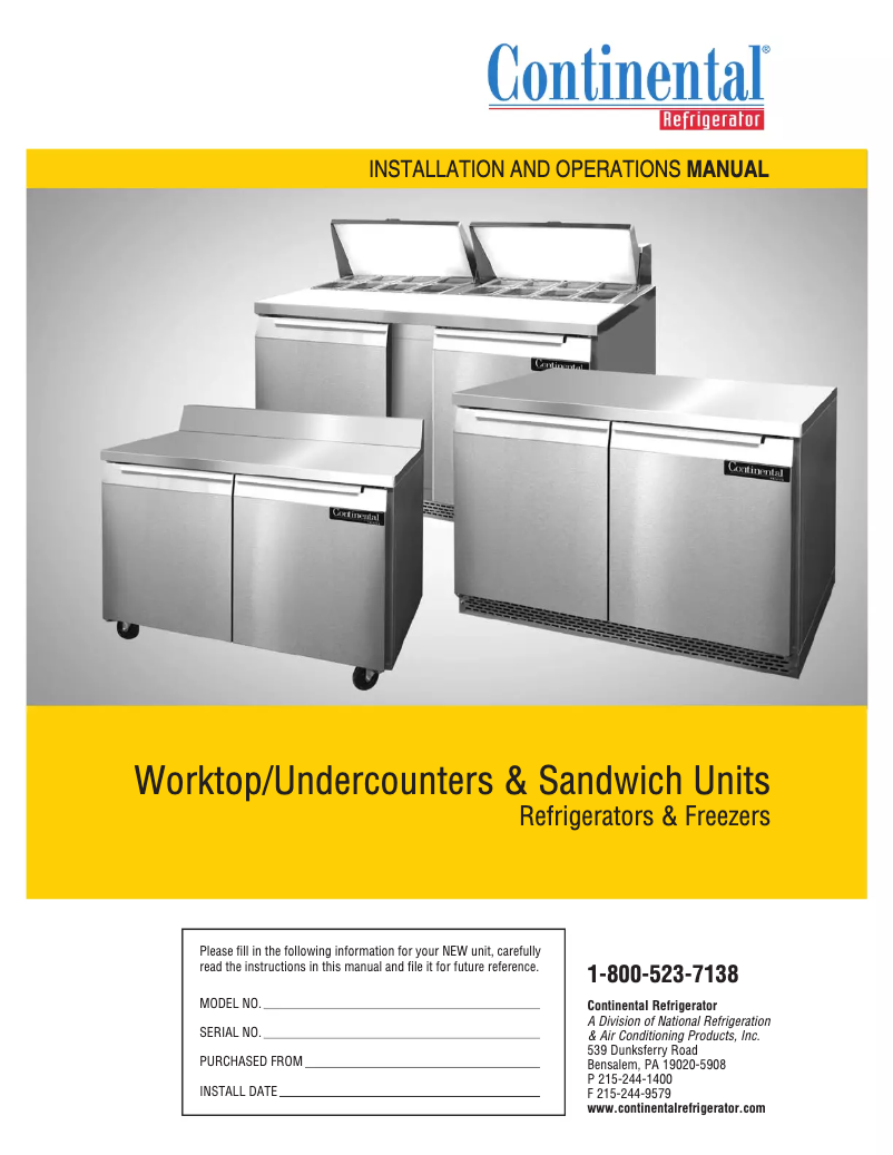 Page n°1 - Manuel utilisateur Continental SW48-N-SGD