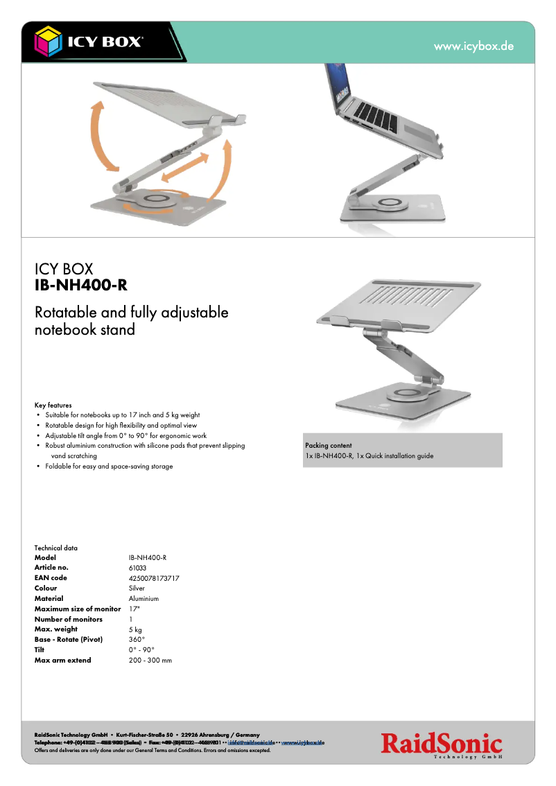 Page n°1 - Fiche technique Icy Box IB-NH400-R