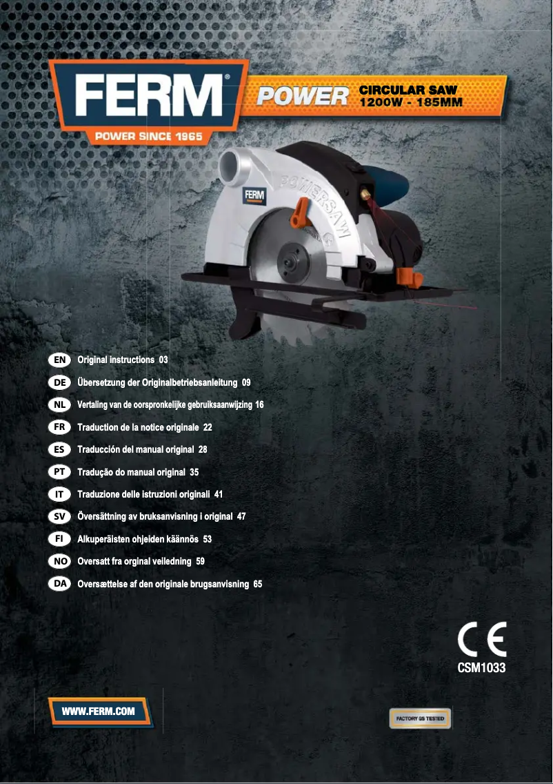 Page 1 de la notice Manuel utilisateur Ferm CSM1033
