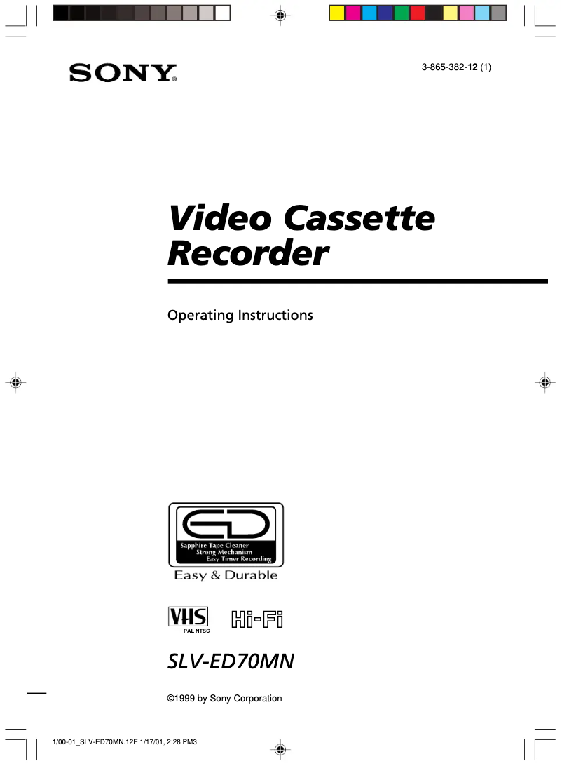 Page n°1 - Manuel utilisateur Sony SLV-ED70MN