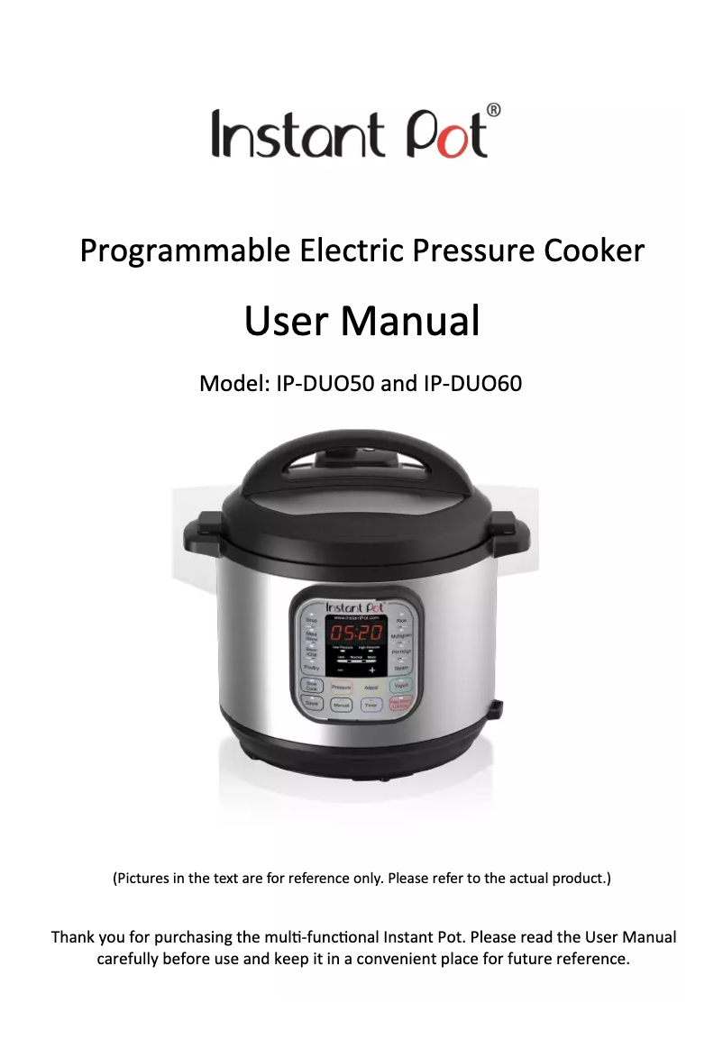 Page n°1 - Manuel utilisateur Instant Pot IP-DUO50