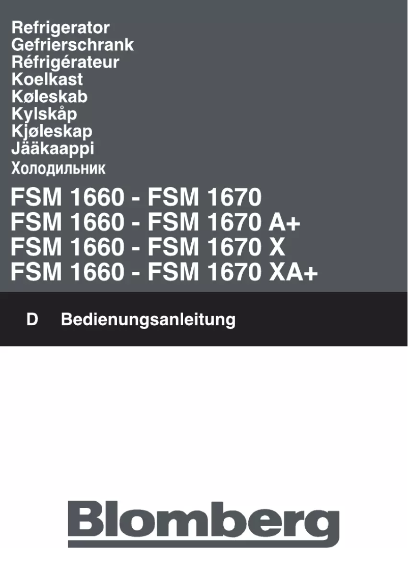 Page n°1 - Manuel utilisateur Blomberg FSM 1670