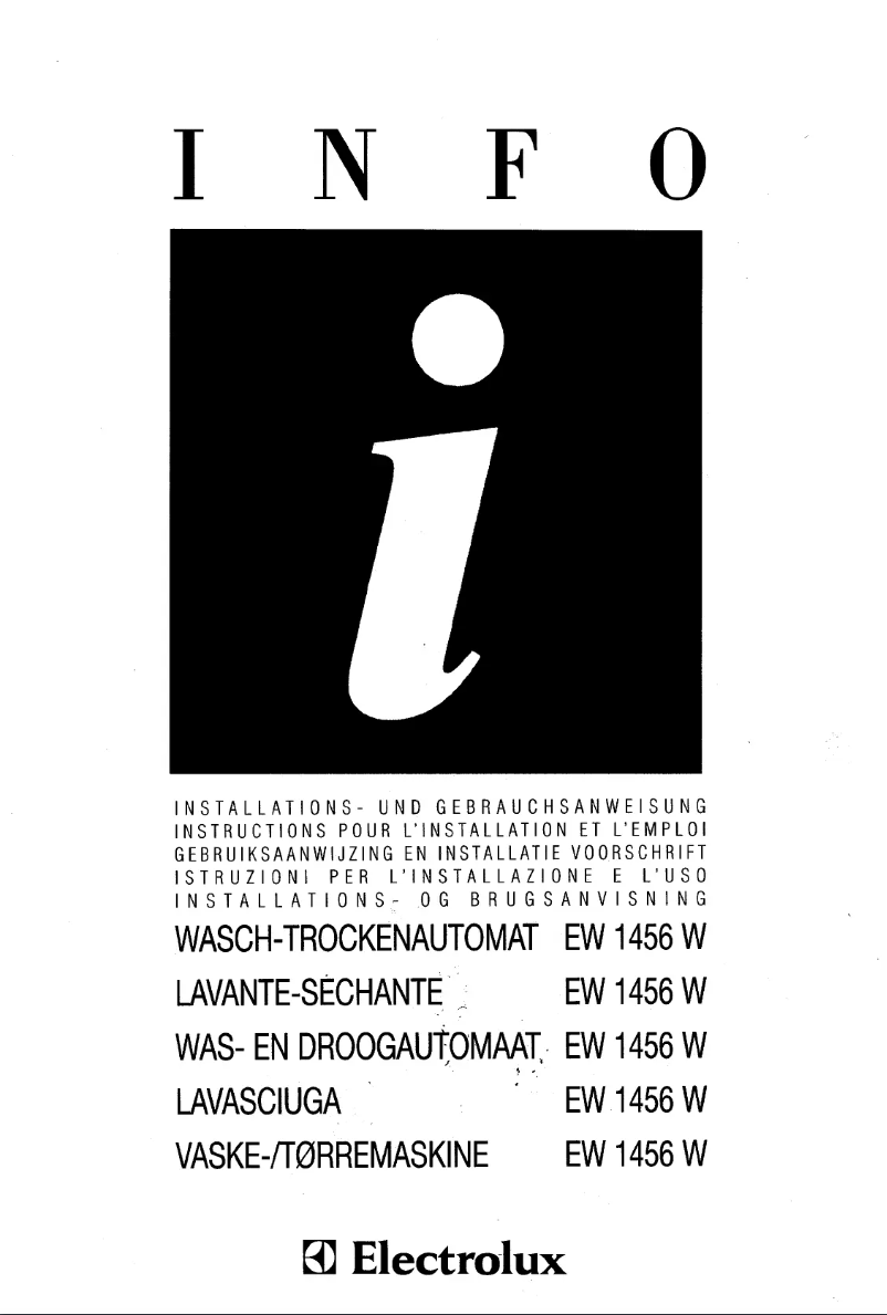 Page 1 de la notice Manuel utilisateur Electrolux EW1456W