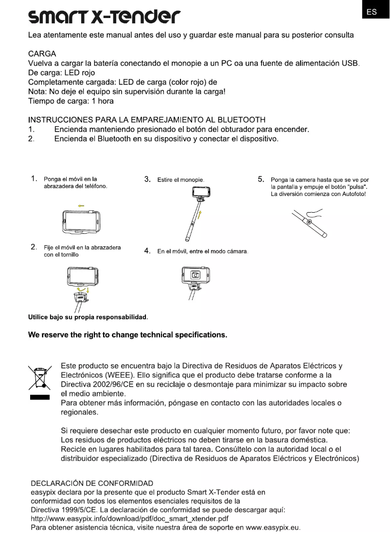 Page 1 de la notice Manuel utilisateur Easypix Smart X-Tender