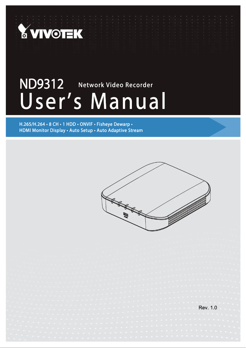 Página 1 del manual Manual de usuario Vivotek ND9312