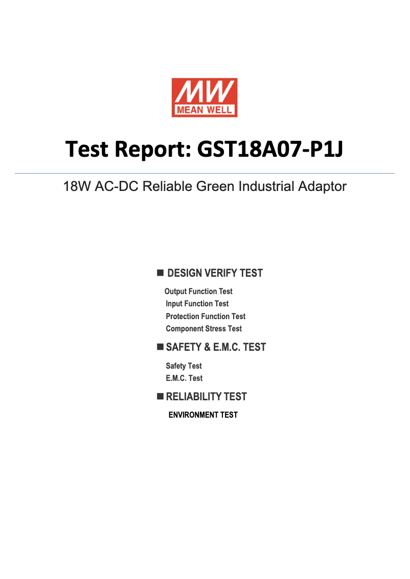 Page n°1 - Fiche technique Mean Well GST18A07-P1J