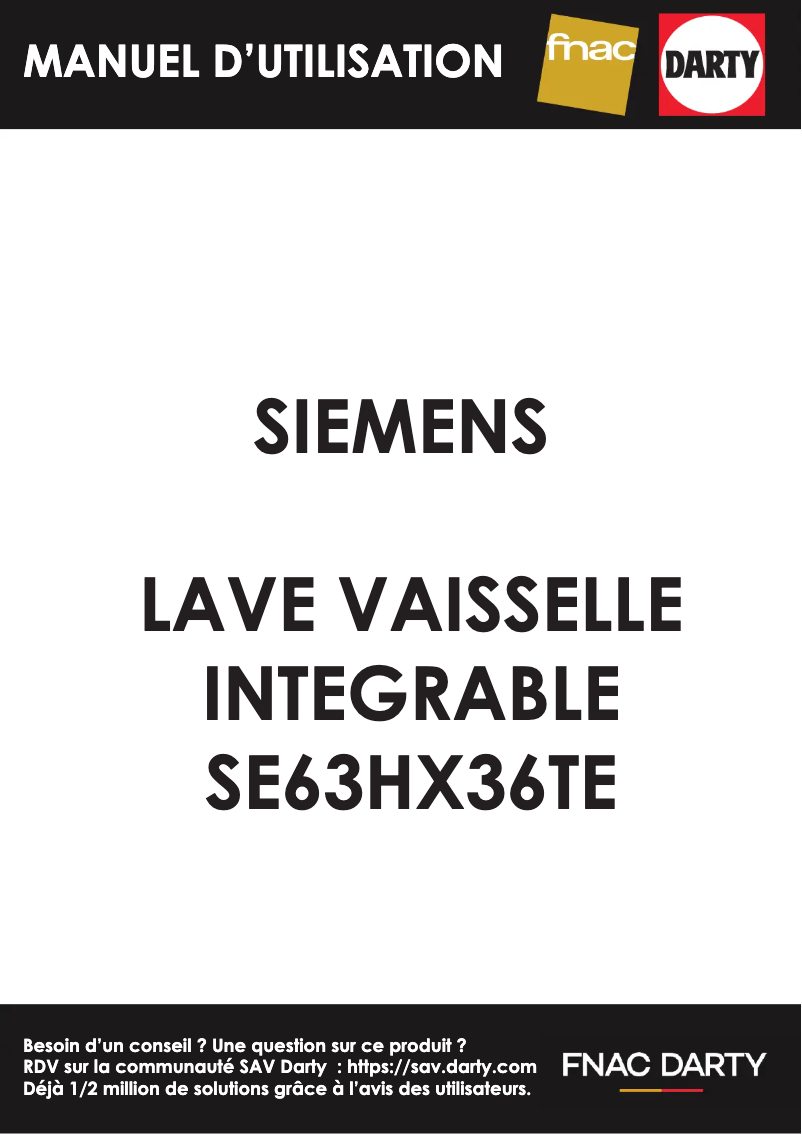 Page n°1 - Manuel utilisateur Siemens SE63HX36TE