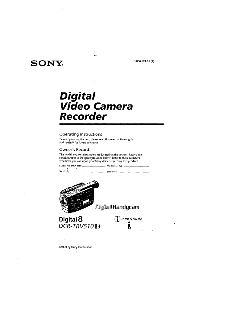Page n°1 - Manuel utilisateur Sony DCR-TRV510