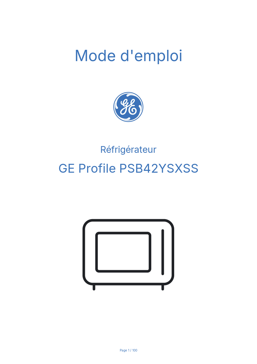Page n°1 - Mode d'emploi GE Profile PSB42YSXSS