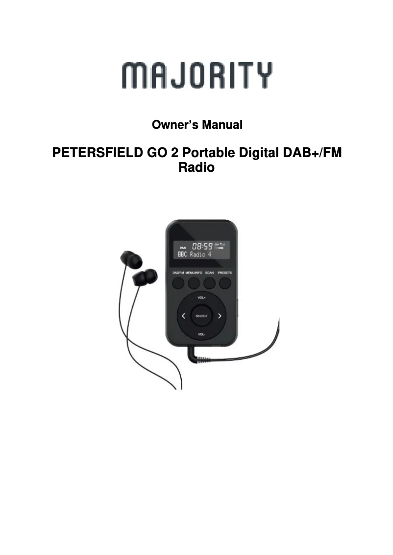 Image de la première page du manuel de l'appareil Petersfield Go 2