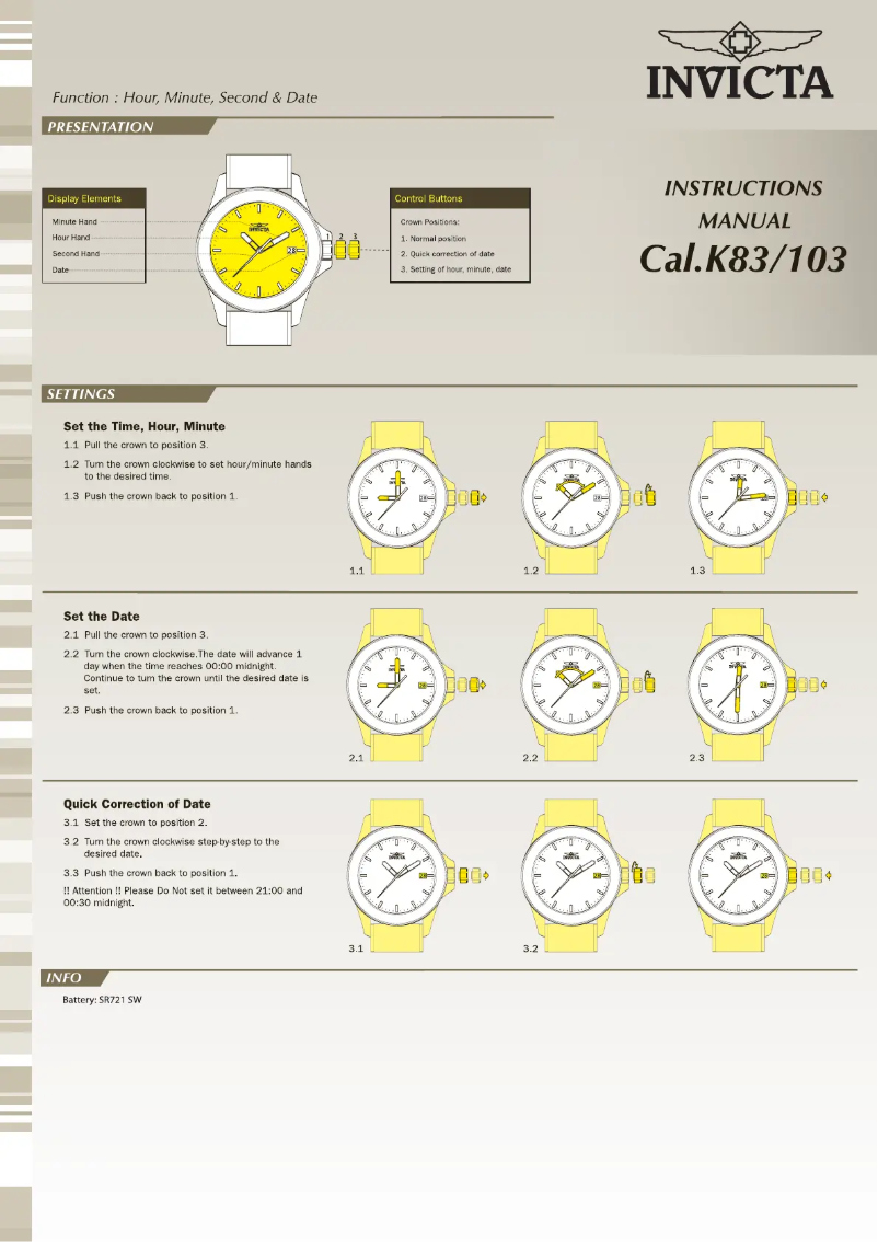Page n°1 - Manuel utilisateur Invicta Wildflower 13967