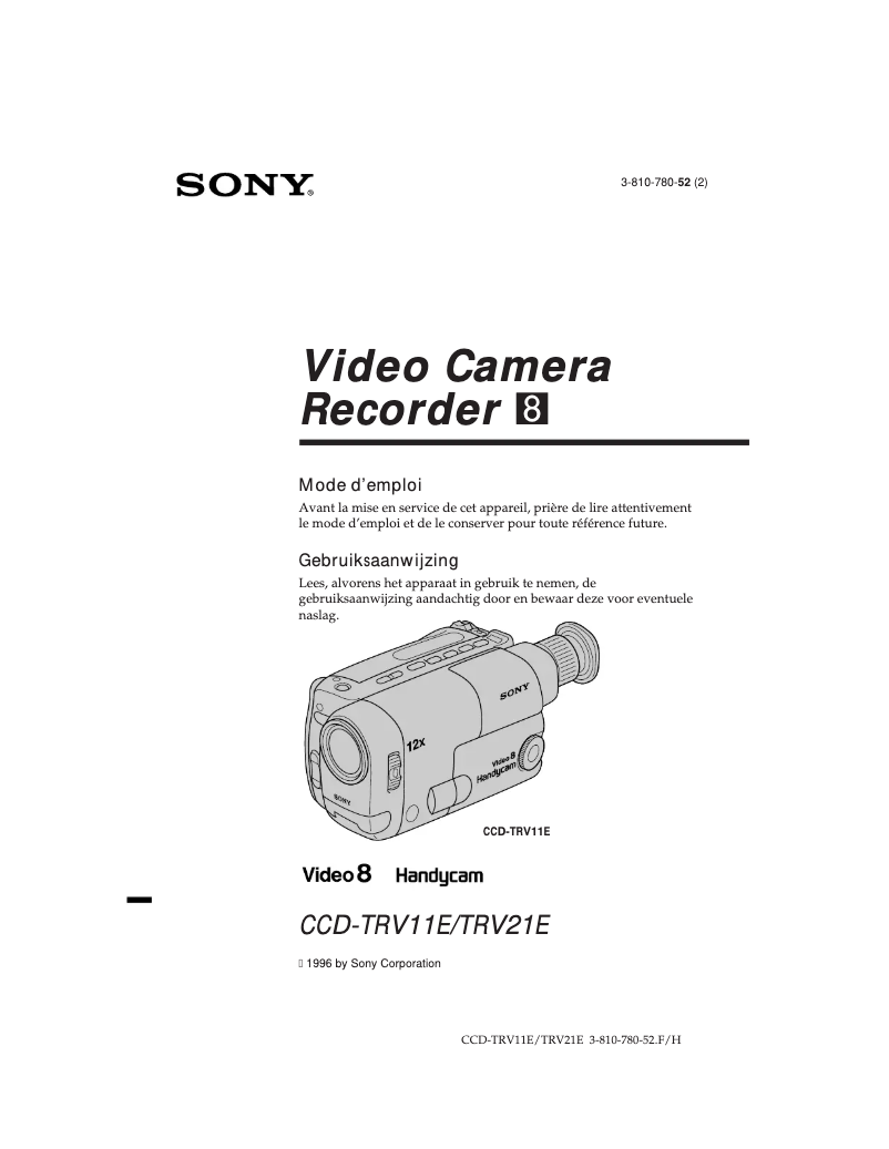 Page 1 de la notice Manuel utilisateur Sony CCD-TRV21E
