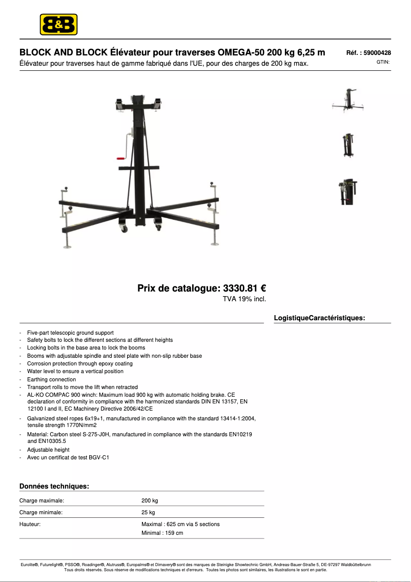 Page n°1 - Fiche technique Block & Block OMEGA-50