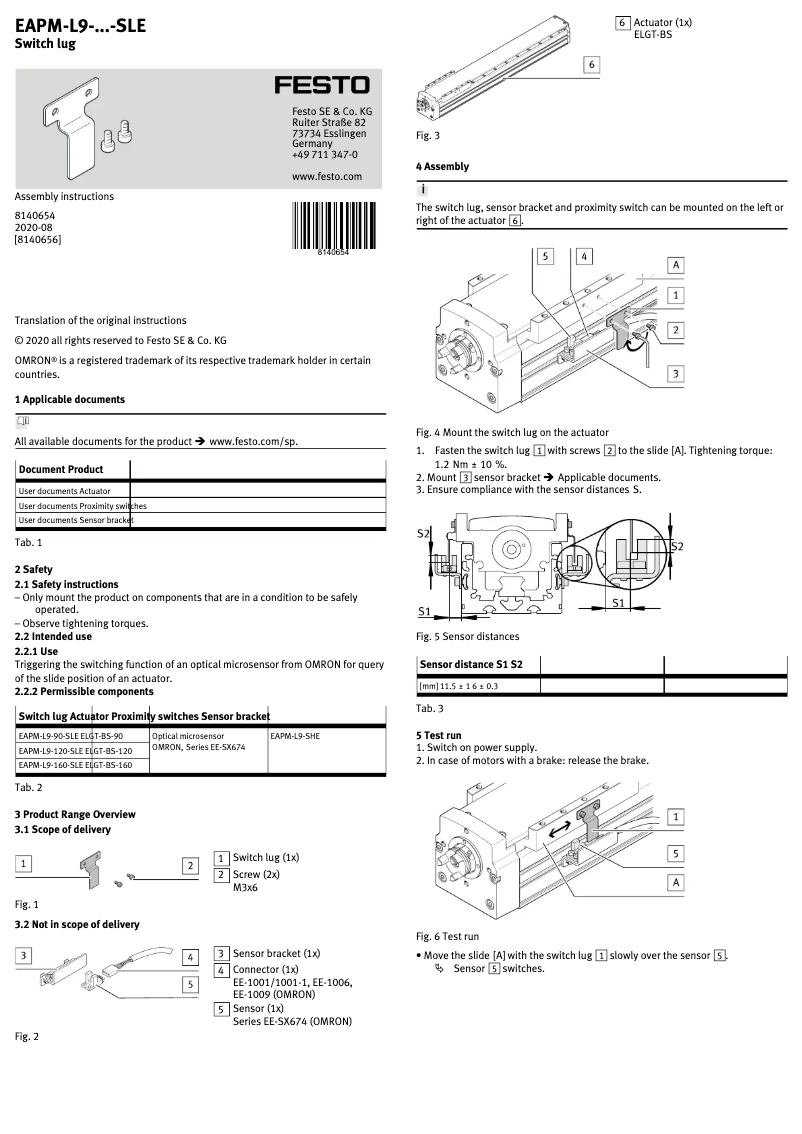Page 1 de la notice Manuel utilisateur Festo EAPM-L9-90-SLE