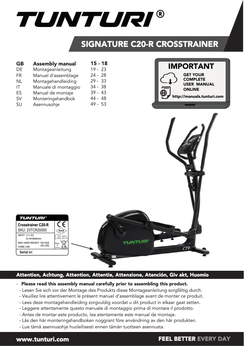 Image de la première page du manuel de l'appareil Signature C20-R