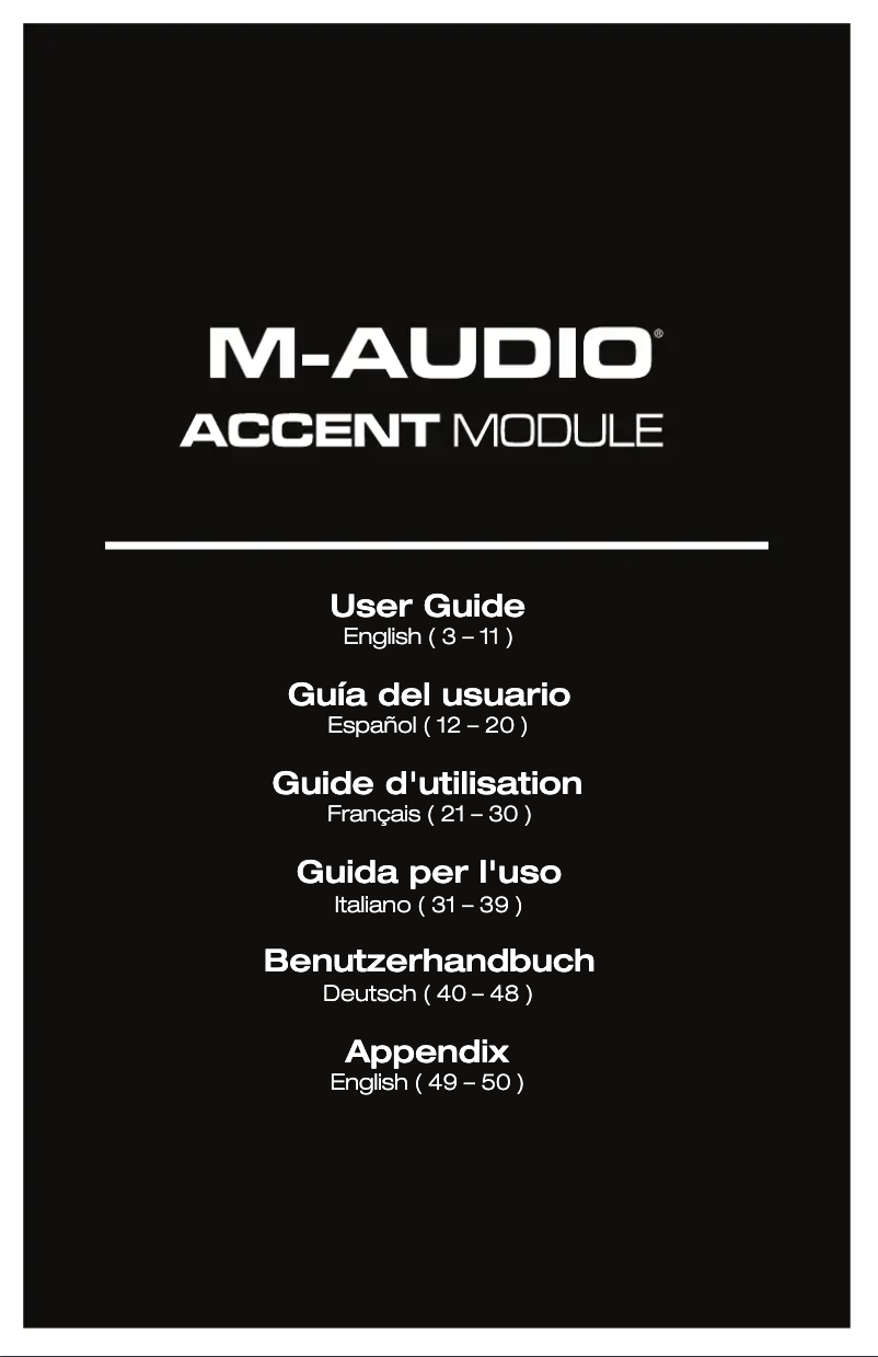 Page 1 de la notice Manuel utilisateur M-Audio Accent Module