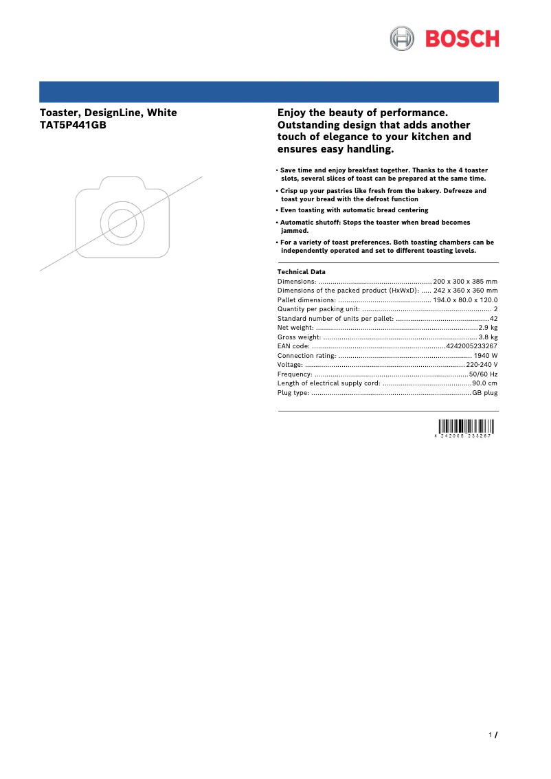 Image de la première page du manuel de l'appareil TAT5P441GB