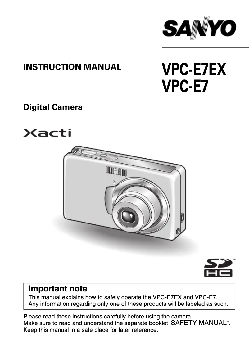 Page n°1 - Manuel utilisateur Sanyo Xacti VPC-E7