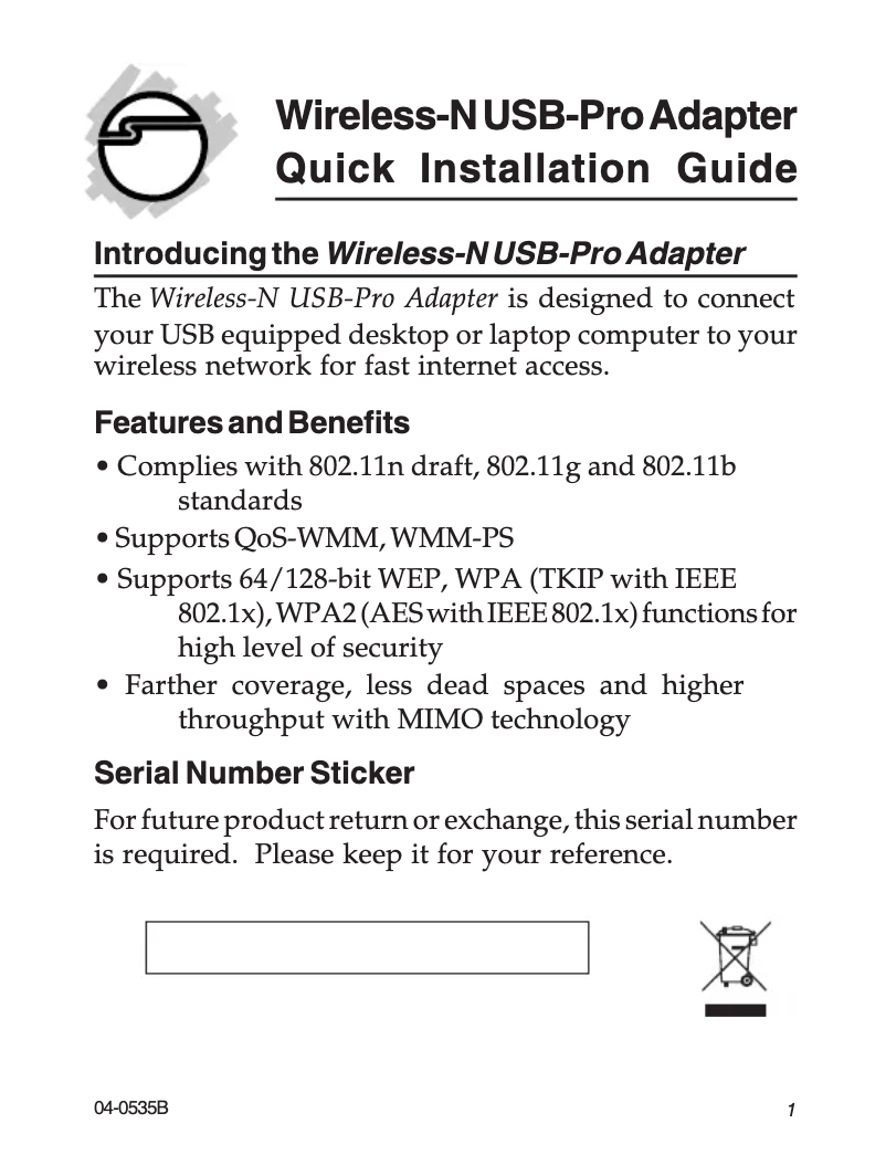 Page n°1 - Manuel utilisateur Siig CN-WR0212-S1