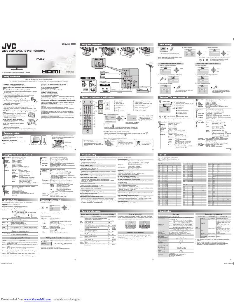 Page 1 de la notice Manuel utilisateur JVC LT-19A1
