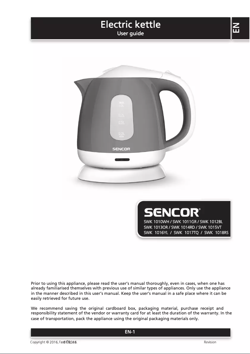 Image de la première page du manuel de l'appareil SWK 1014RD