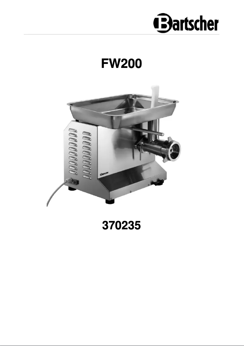 Página 1 del manual Manual de usuario Bartscher FW200