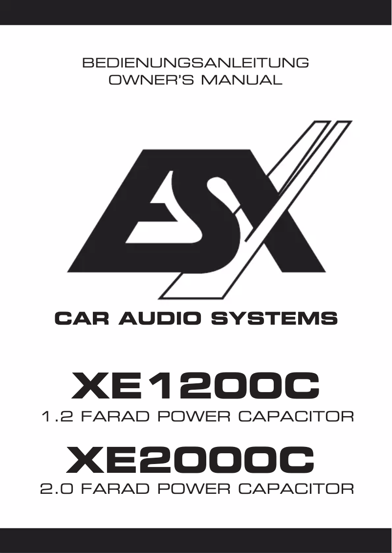 Page n°1 - Manuel utilisateur ESX XE2000C