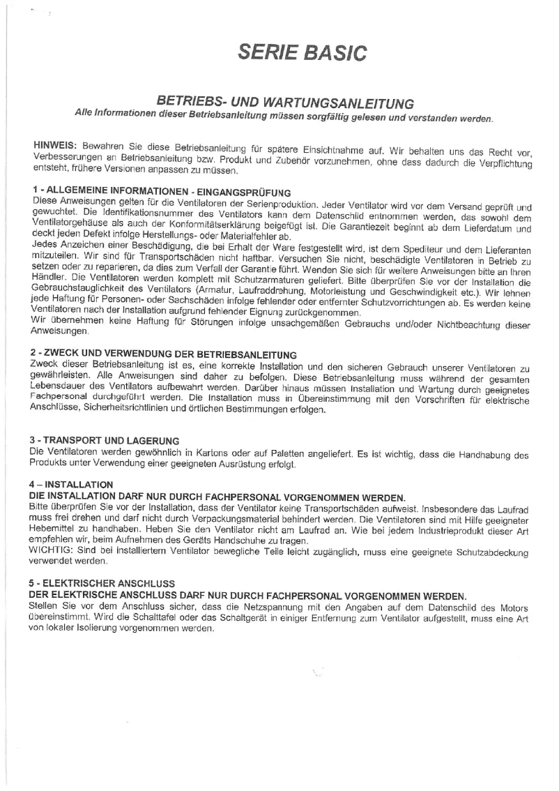 Page 1 de la notice Manuel utilisateur Wallair Basic 30