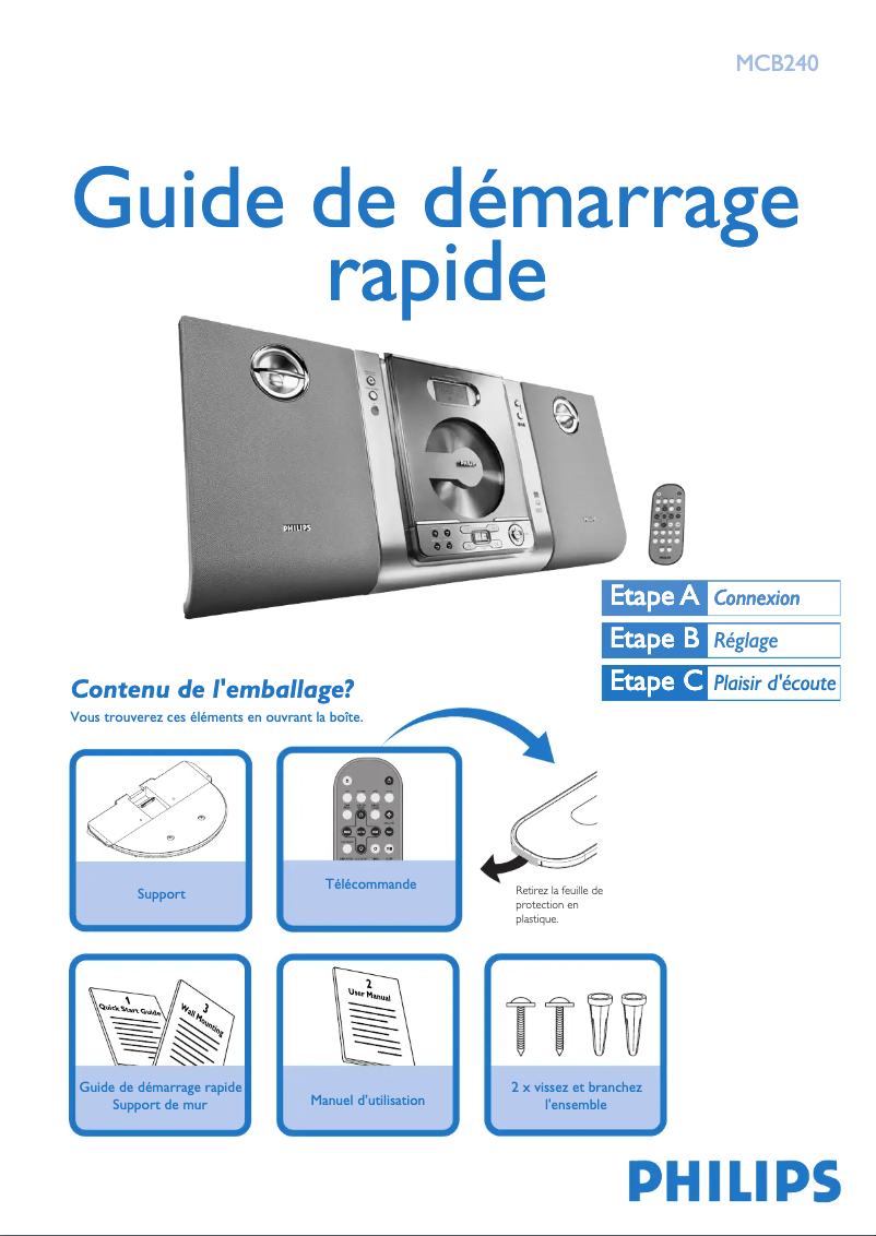 Page n°1 - Guide de démarrage rapide Philips MCB240