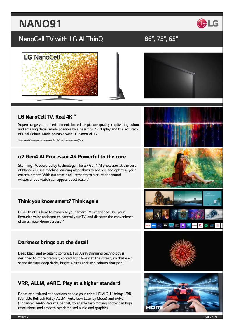 Page n°1 - Fiche technique LG 75NANO91TPA