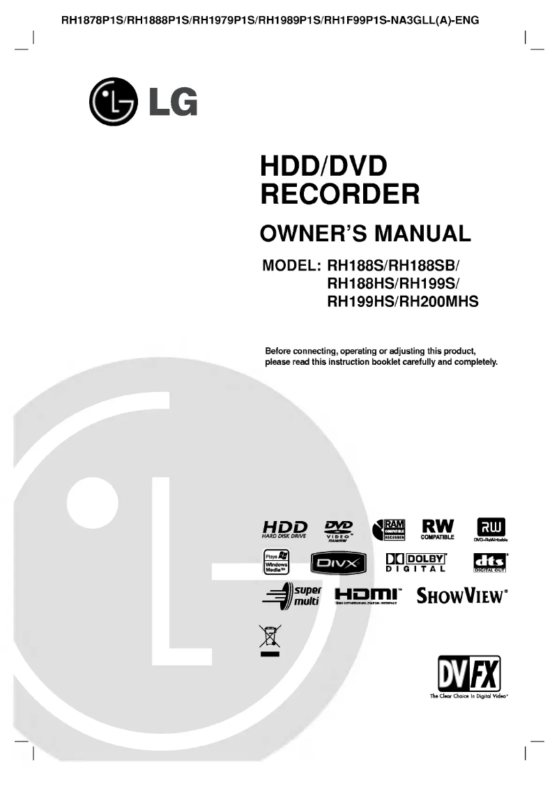 Page n°1 - Manuel utilisateur LG RH1F99P1S