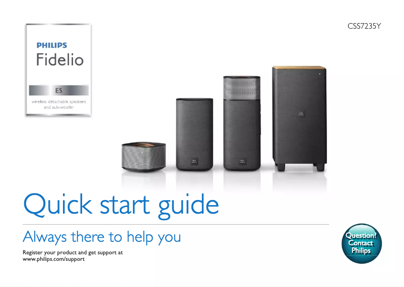 Page 1 of the manual Quick Start Guide Philips Fidelio CSS7235Y