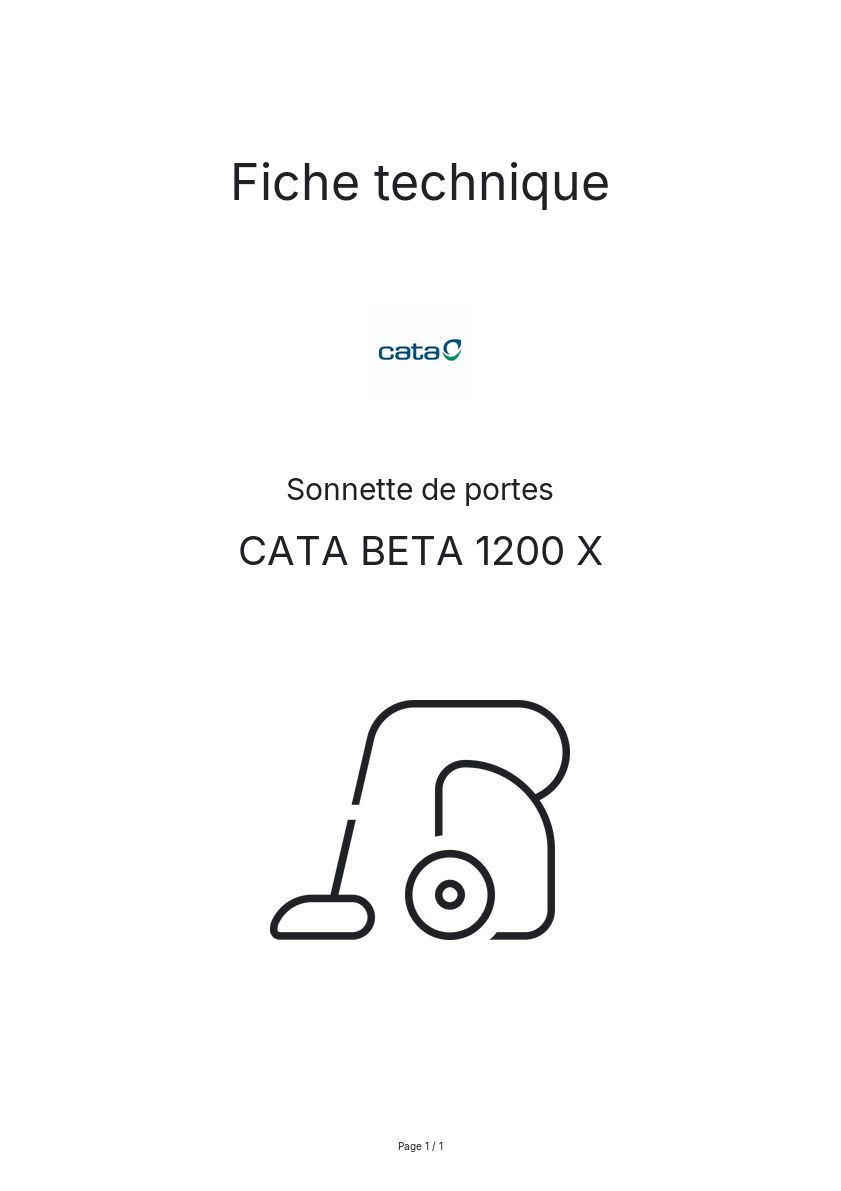 Image de la première page du manuel de l'appareil BETA 1200 X
