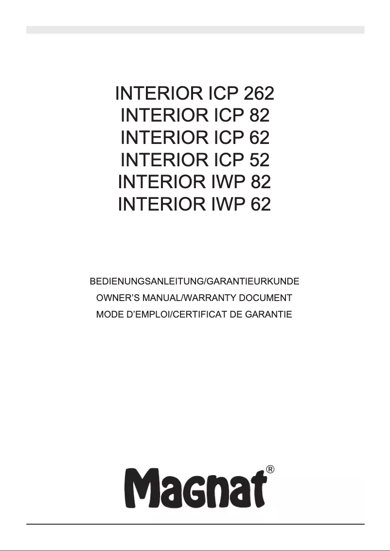 Page 1 de la notice Manuel utilisateur Magnat Interior ICP 262
