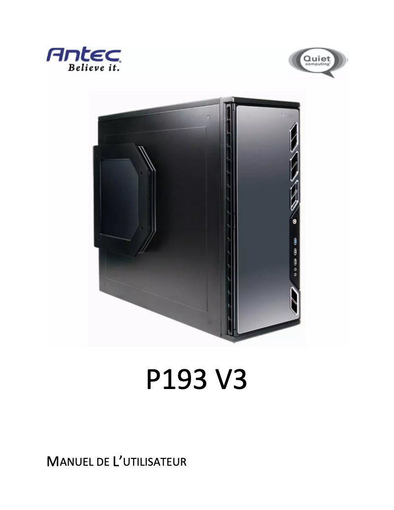 Page 1 de la notice Manuel utilisateur Antec P193 V3