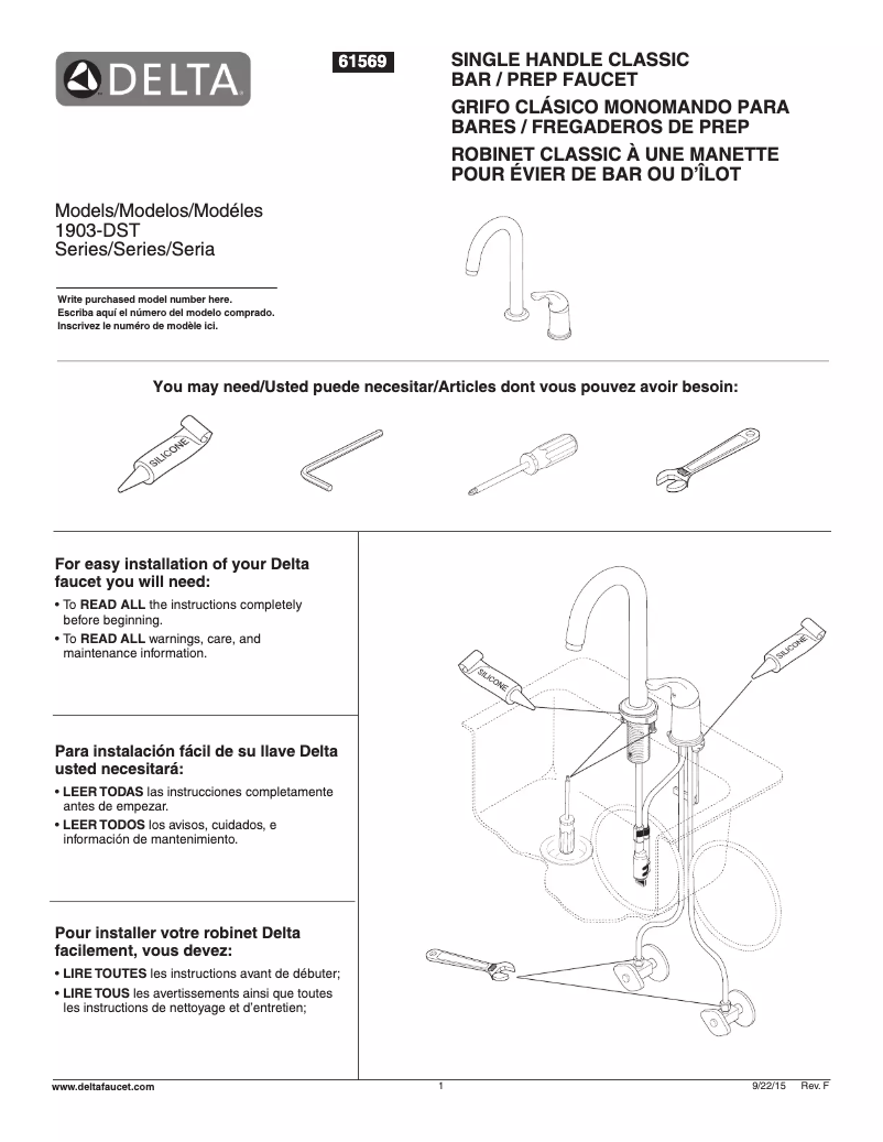 Page 1 de la notice Manuel utilisateur Delta 1903-DST