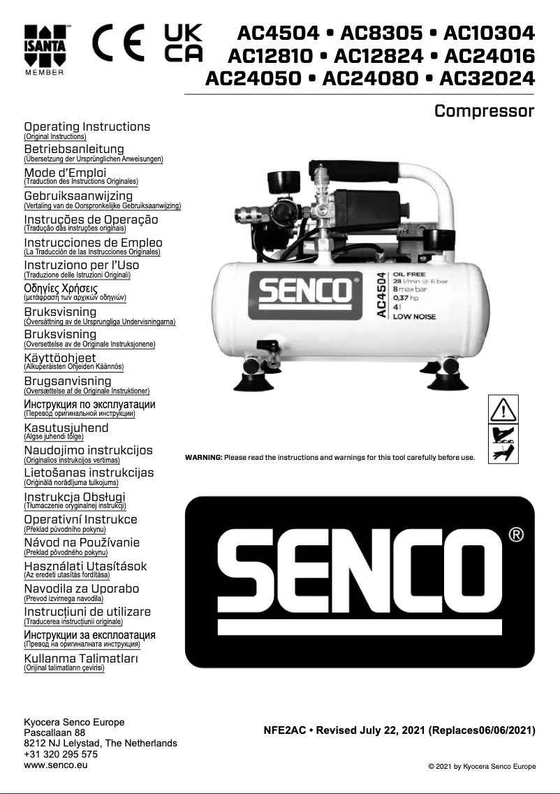 Page n°1 - Manuel utilisateur Senco AC24080