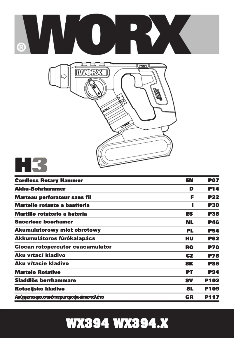 Page 1 de la notice Manuel utilisateur Worx WX394