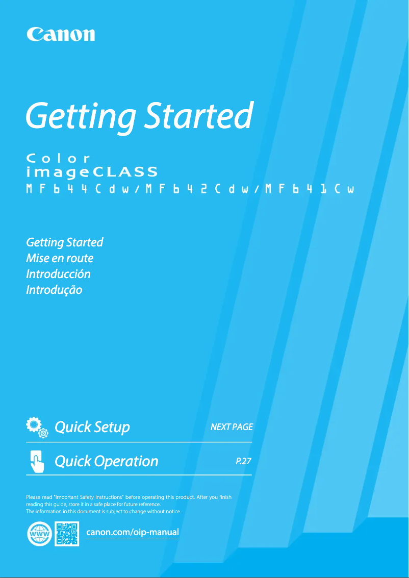 Page n°1 - Manuel utilisateur Canon Color imageCLASS MF641Cw