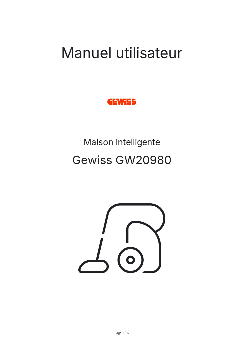 Image de la première page du manuel de l'appareil GW20980