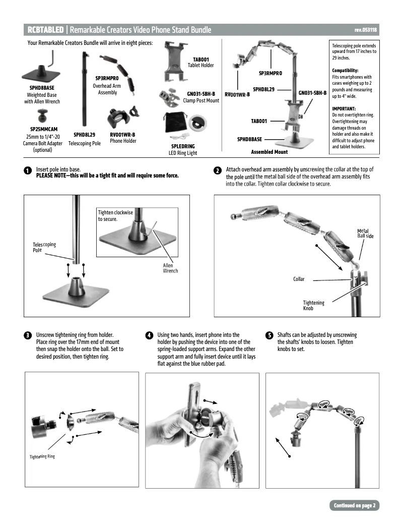 Imagen de la primera página del manual del dispositivo RCBTABLED