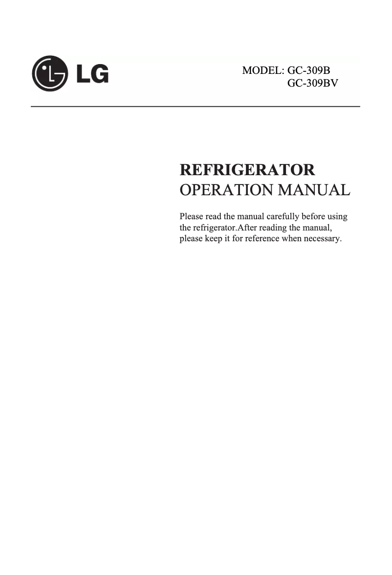 Image de la première page du manuel de l'appareil GC-309B