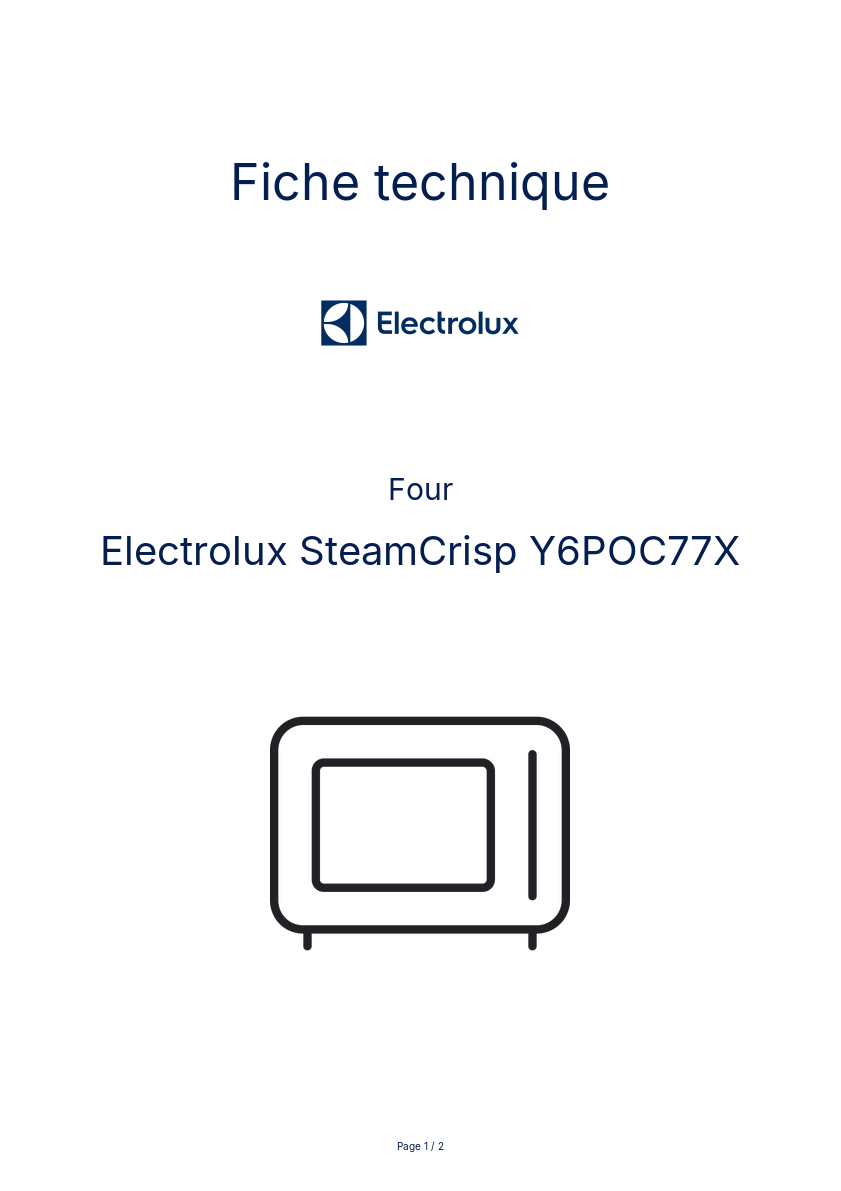 Page n°1 - Fiche technique Electrolux SteamCrisp Y6POC77X