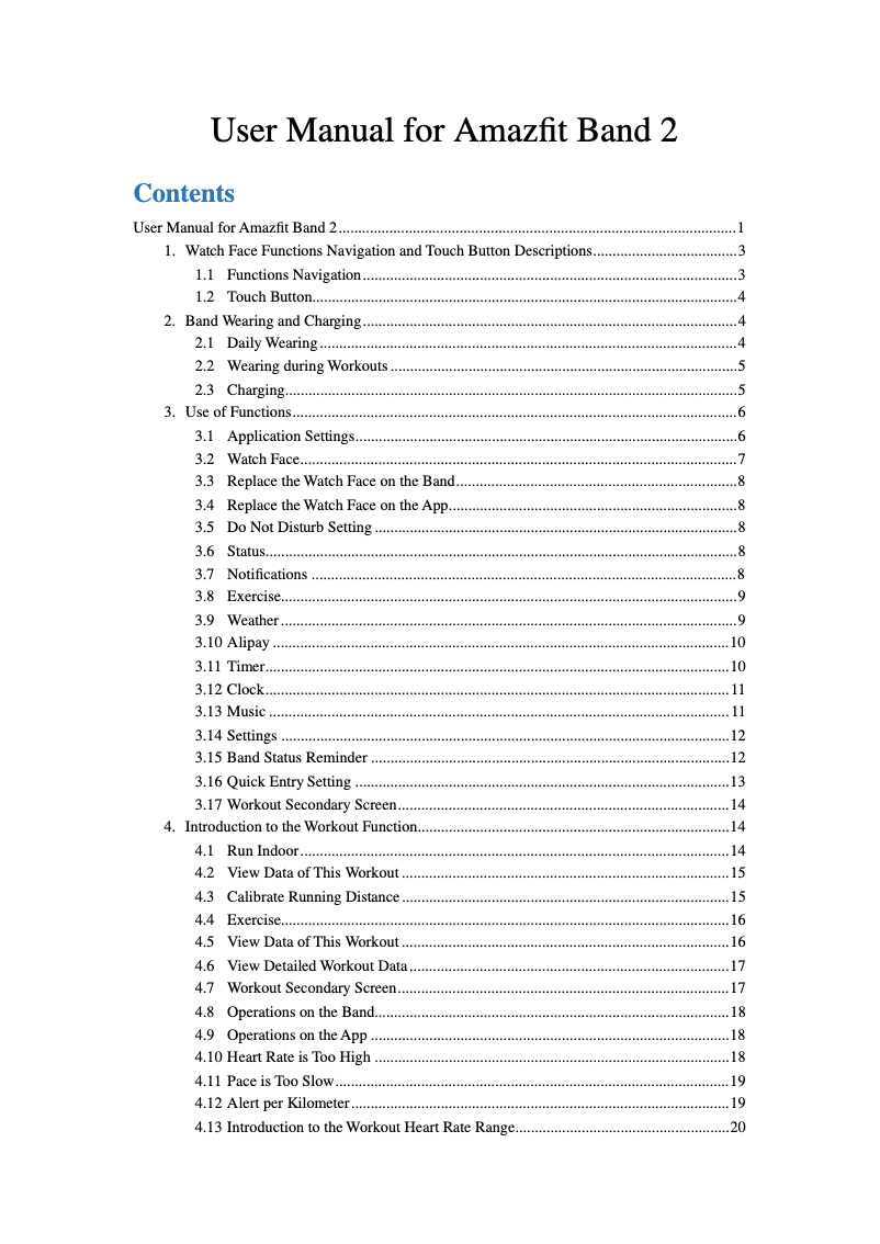 Image de la première page du manuel de l'appareil Band 2