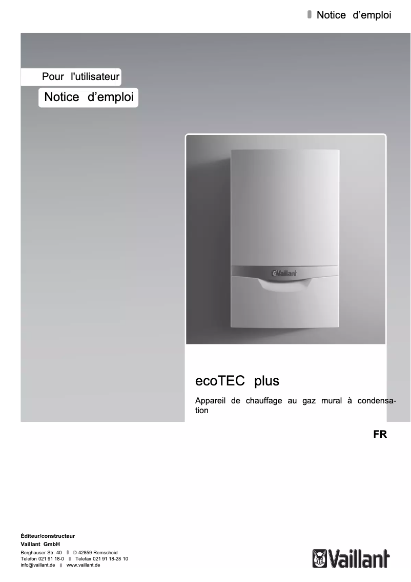 Page n°1 - Manuel utilisateur Vaillant EcoTec plus VHR 35-38/5-5