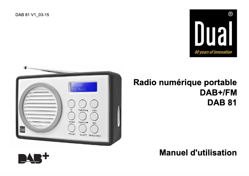 Page 1 de la notice Manuel utilisateur Dual DAB 81