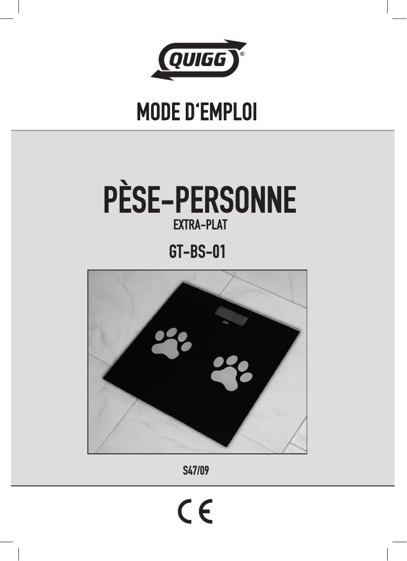 Page 1 de la notice Manuel utilisateur Quigg GT-BS-01